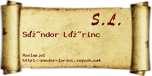 Sándor Lőrinc névjegykártya